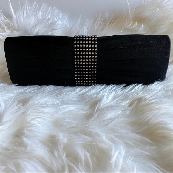 Like New! Black Satin Evening Clutch Bag, EUC! - Picture 3 of 8